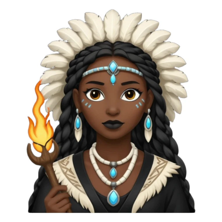 white shaman woman black clothes black accesories  sticker