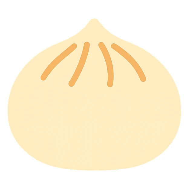 baozi, Chinese steamed bun with pleated top, color icon sticker