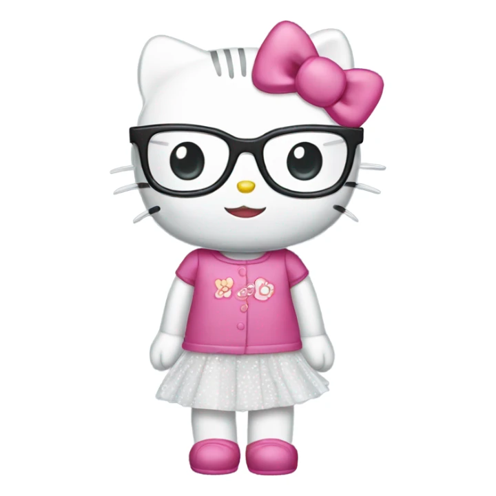 Hello kitty wearing clear glasses and skirt sticker