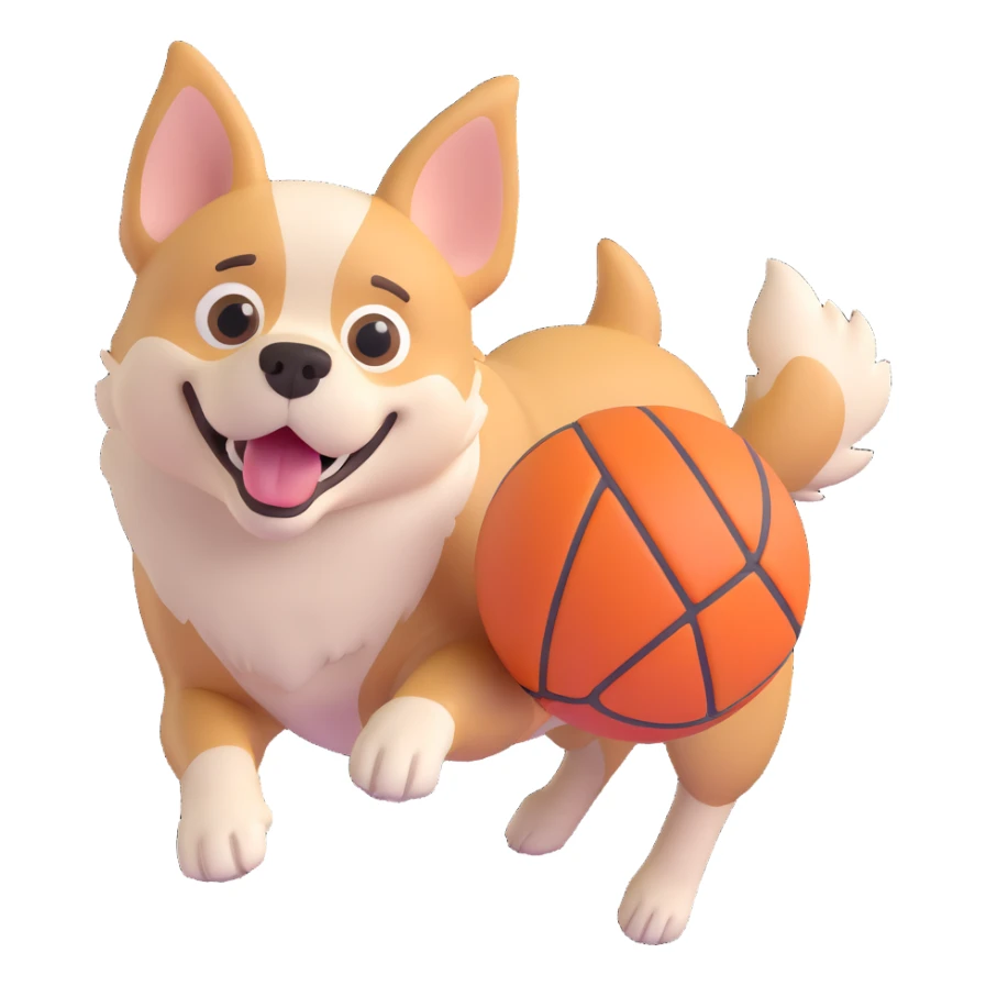 dog chasing ball in forrest, close up pose sticker