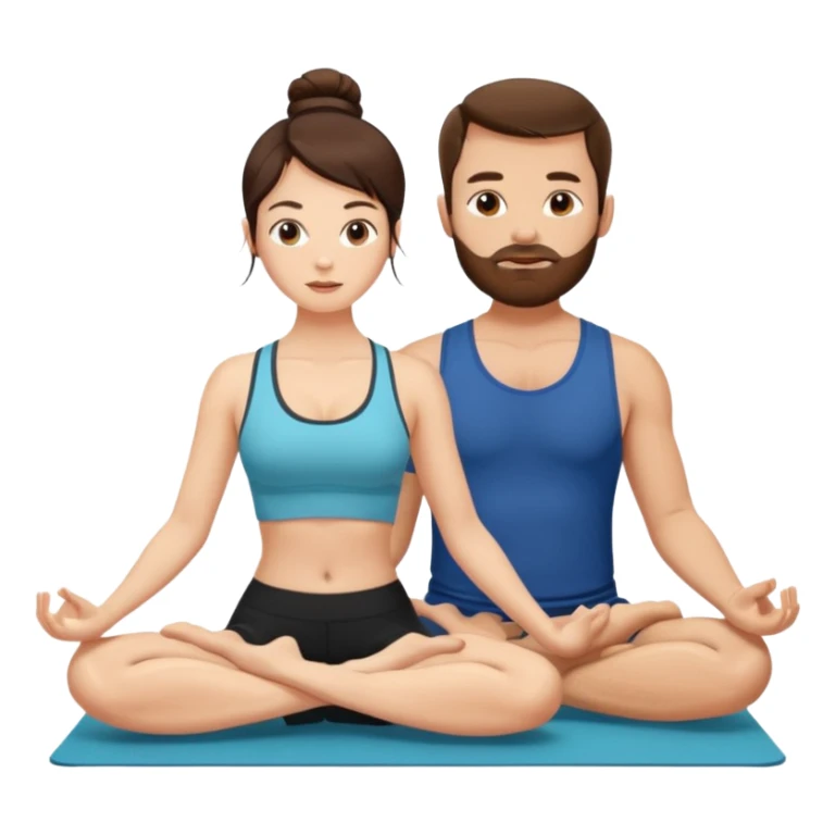 scottish man with stubble, brunette woman doing yoga sticker