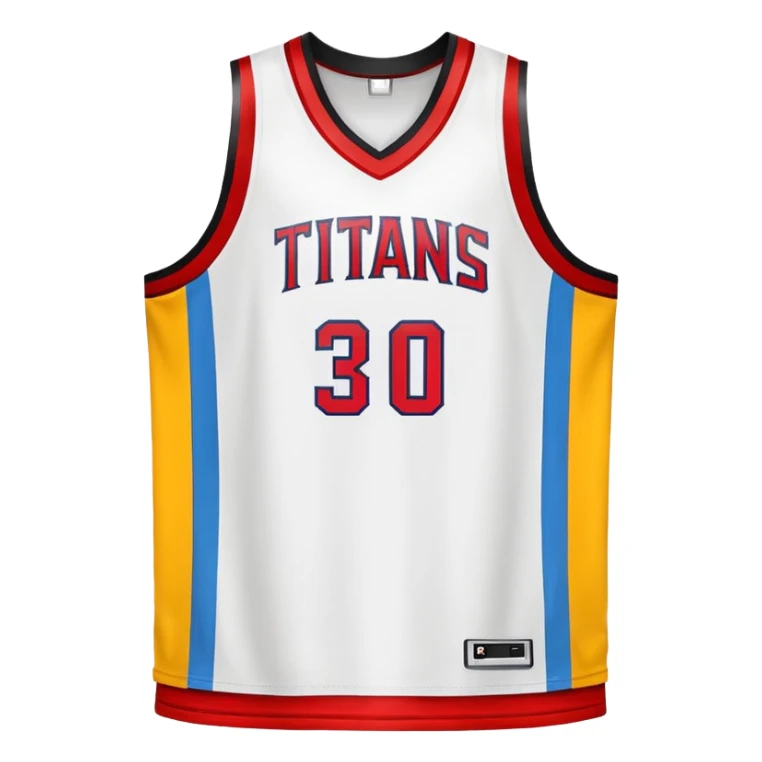 red, yellow, white titans basketball jersey sticker