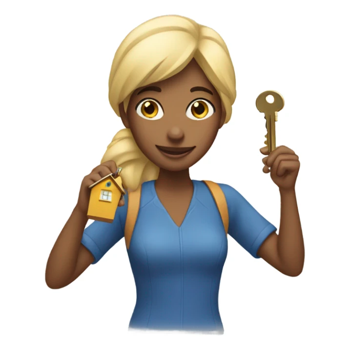 Woman holding keys to her new house  sticker