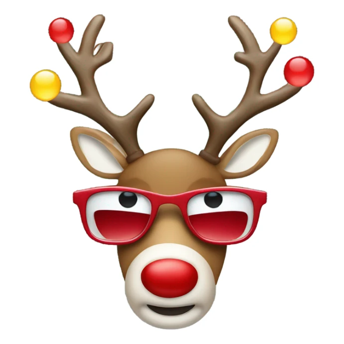 sunglasses christmas reindeer red nose and Christmas lights sticker