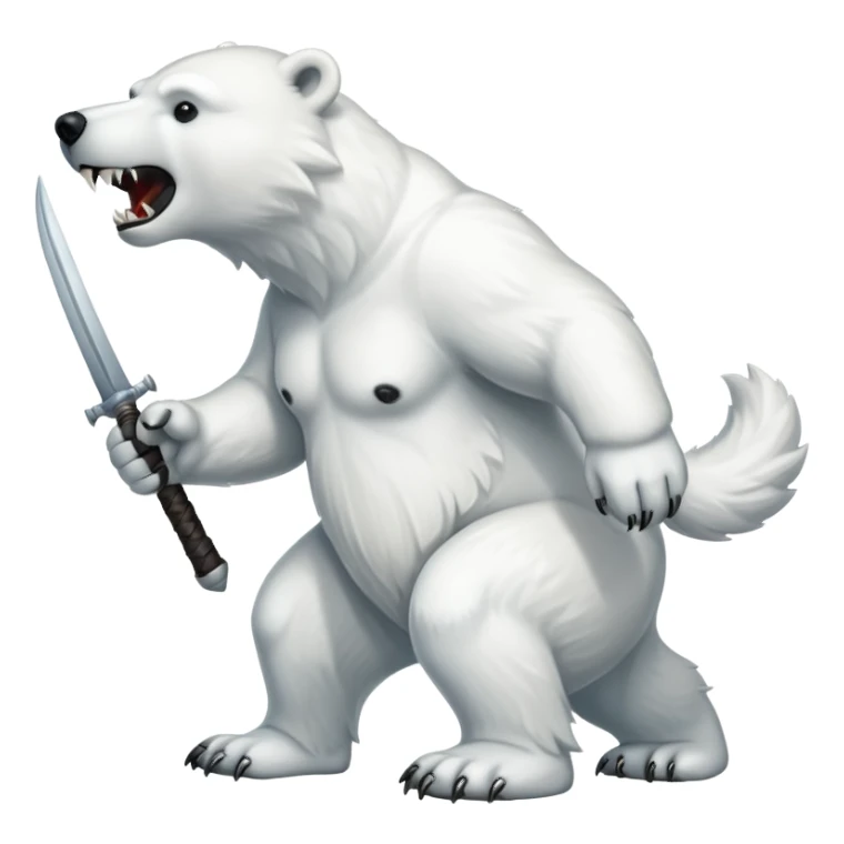 Polar bear with saber fangs and a wolf’s tail; full body sticker