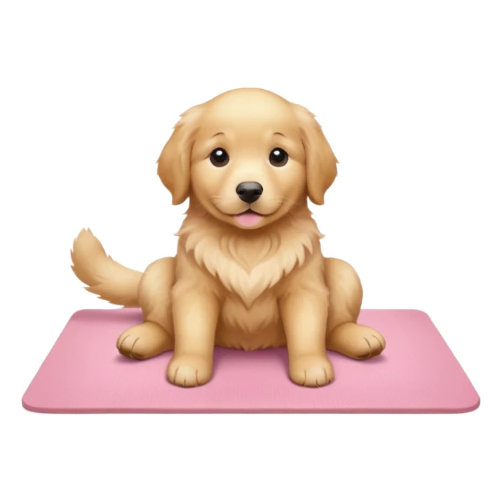 Funny Golden retriever puppy on light pink yoga mat sticker