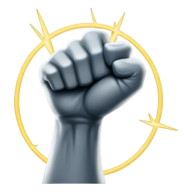 raised fist holding high voltage sticker