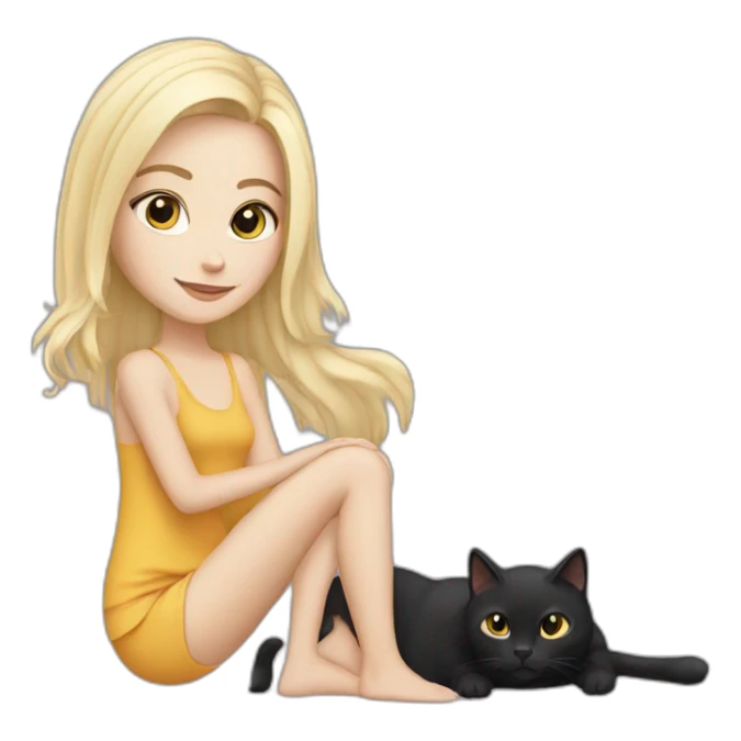 Blond white girl with black cat sticker