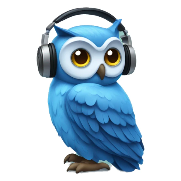 blue owl with a headphone listening to music sticker