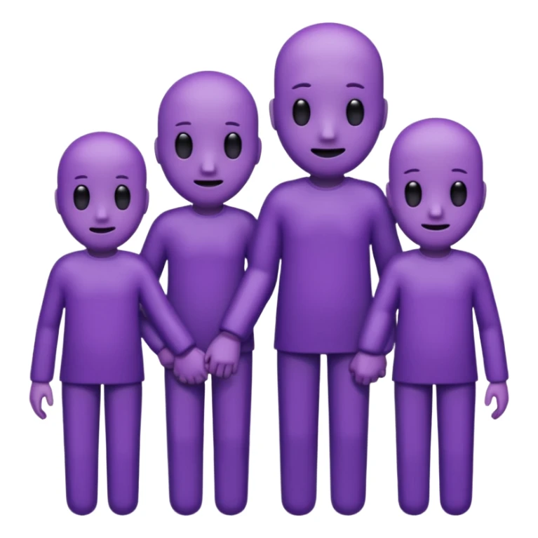 purple group without eyes and nose  holding hands sticker