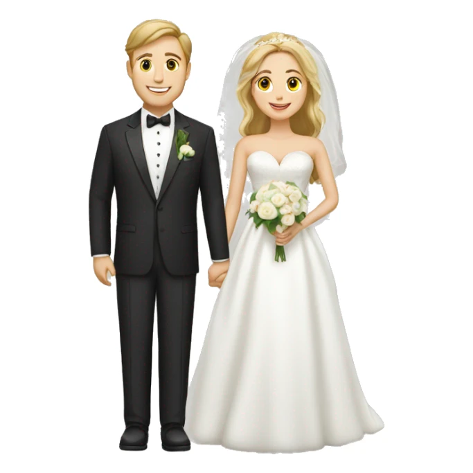 caucasian bride and caucasian groom sticker