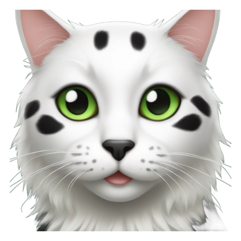 Spotted black and white cat with green eyes sticker