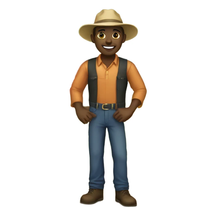 Black male farmhand  sticker