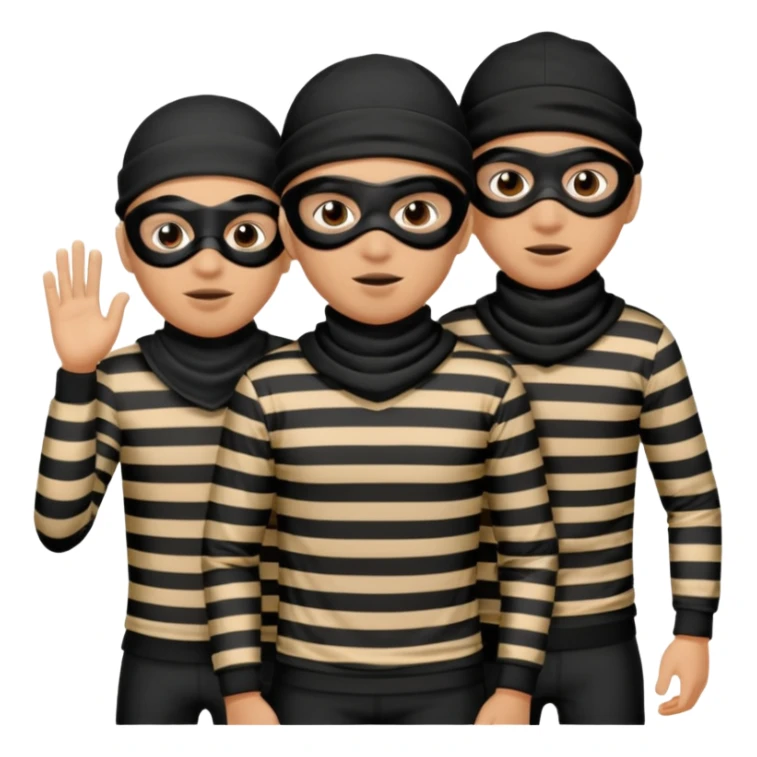 A 3 theif robbers emoji,Stripped shirt,eye mask, black head. sticker