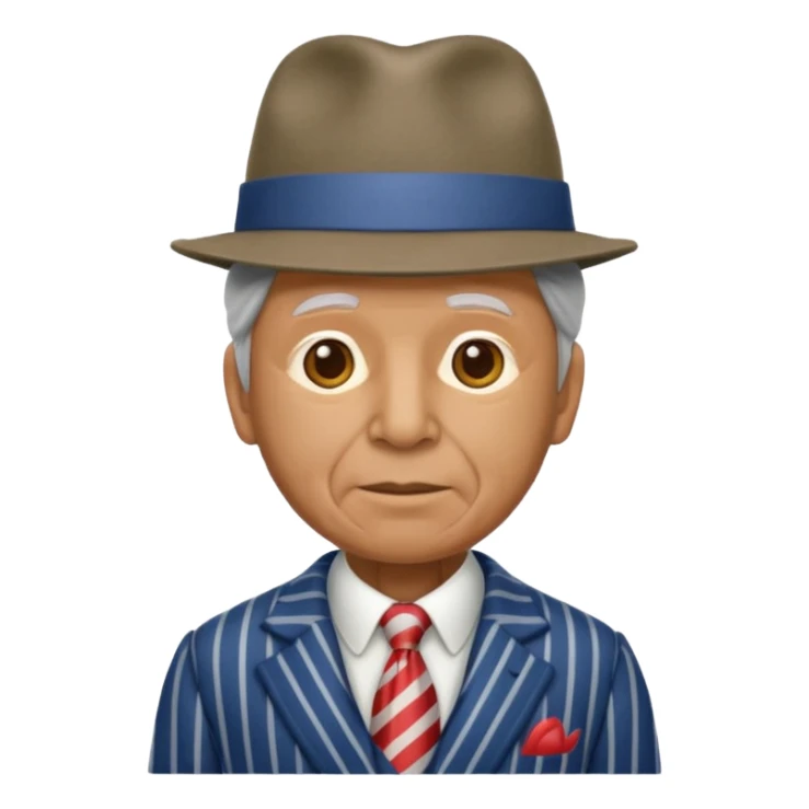 old weighted man with striped suit and felt hat sticker