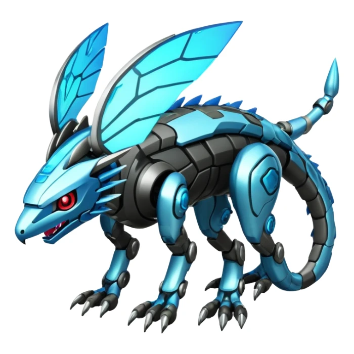  exotic futuristic modern cyber-Fakémon-Digimon-Trico-creature sticker