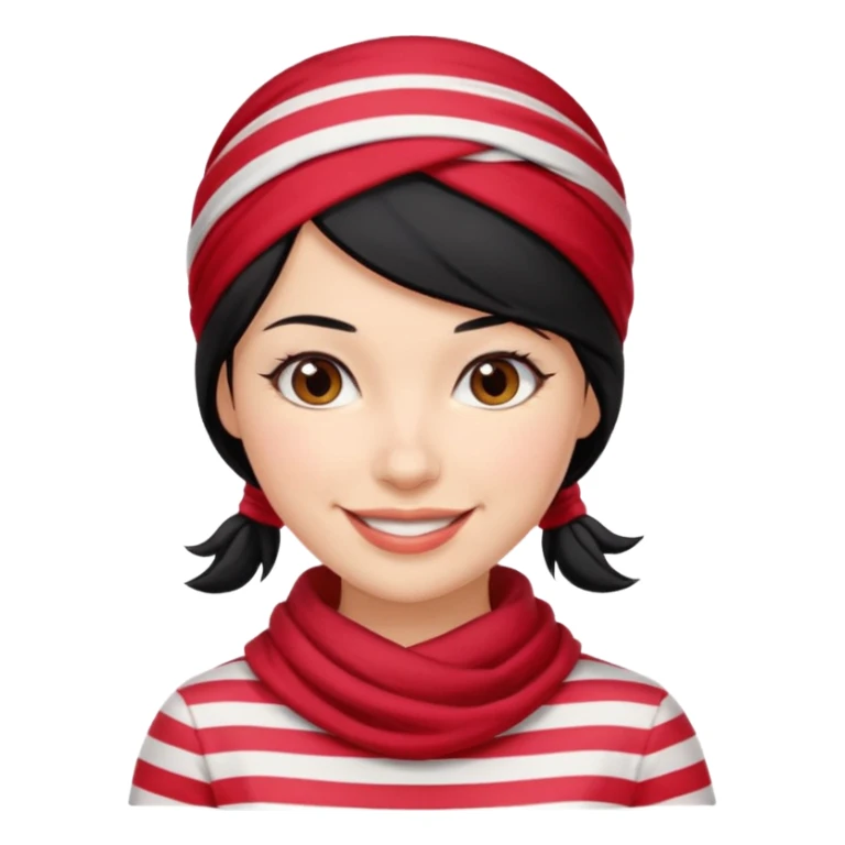 marinera de pelo negro con camisa a rayas y pañuelo rojo sticker