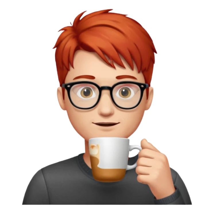glasses red hair man drink coffee sticker