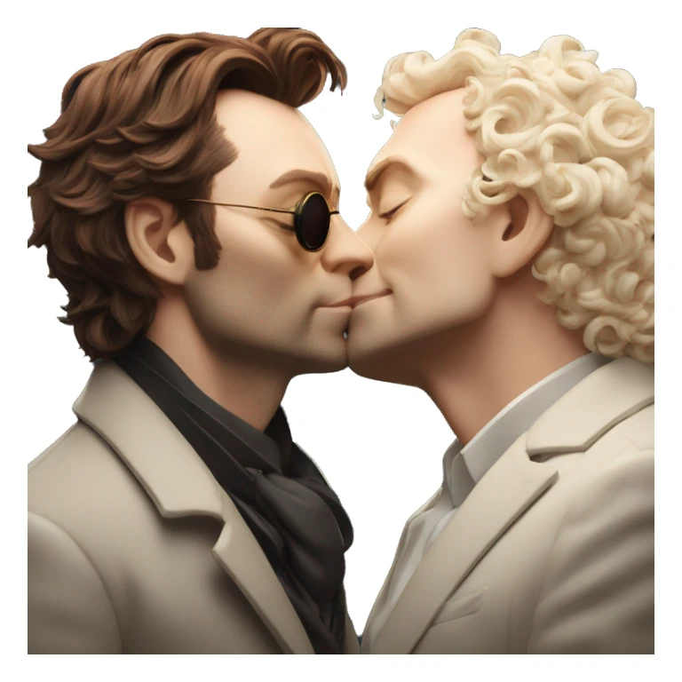 Good omens David Tennant Crowley kissing michael sheen aziraphale  sticker