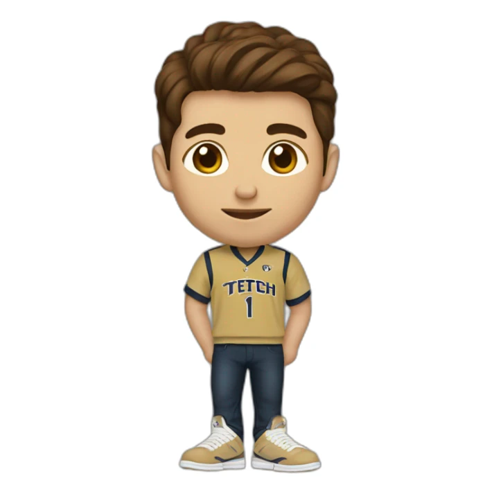 Georgia tech fan with brown hair and Jordan shoes sticker