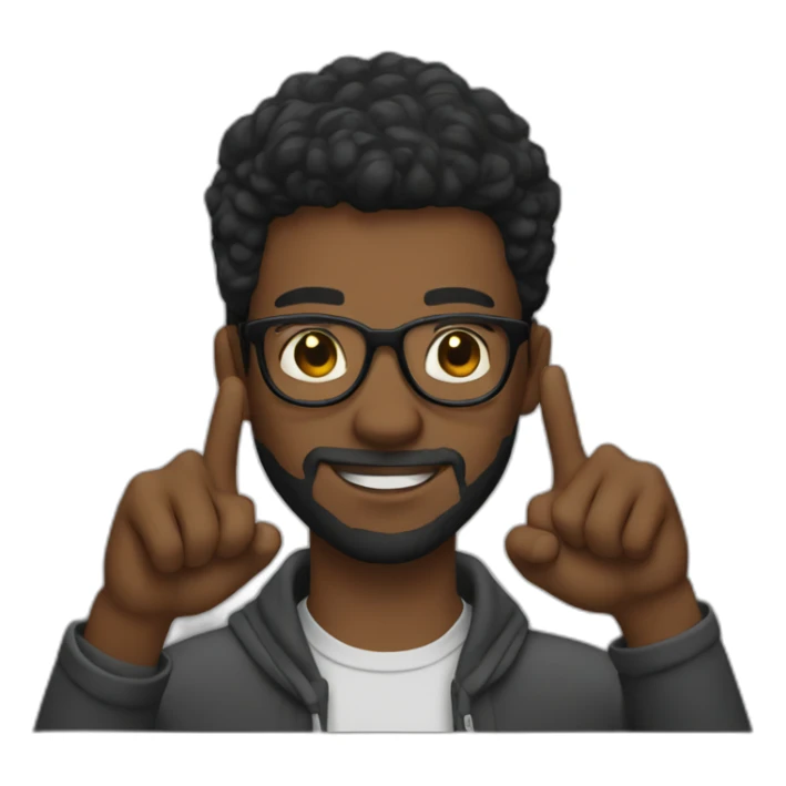 Young Black man with glasses with a beard that makes a finger of honor sticker