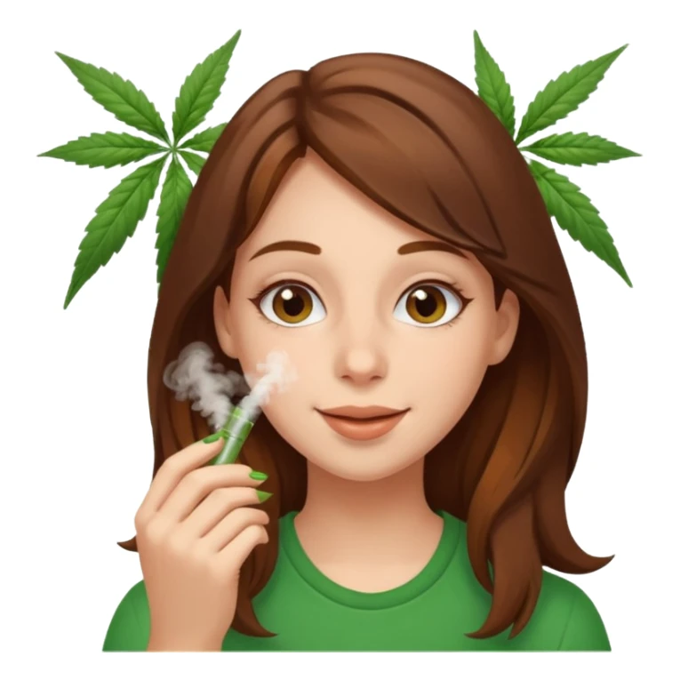 Girl happy smelling marijuana  sticker