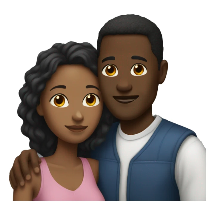 black woman & white man couple cuddling  sticker