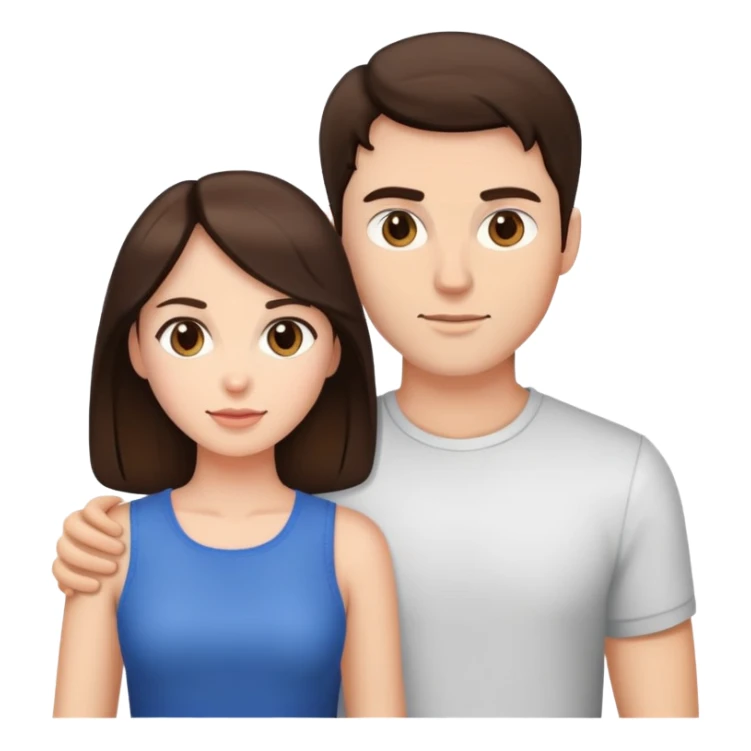Brunette woman and brunette man standing together sticker