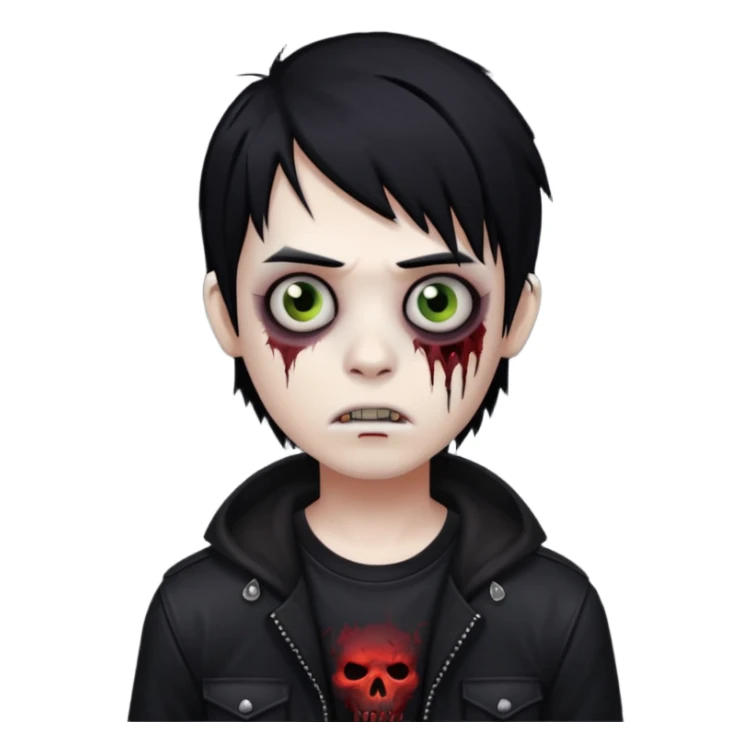 boy zombie with black hair emo sticker