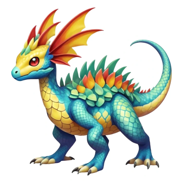 cool exotic fantasy-creature-Fakémon-Pokémon, full body, with markings sticker
