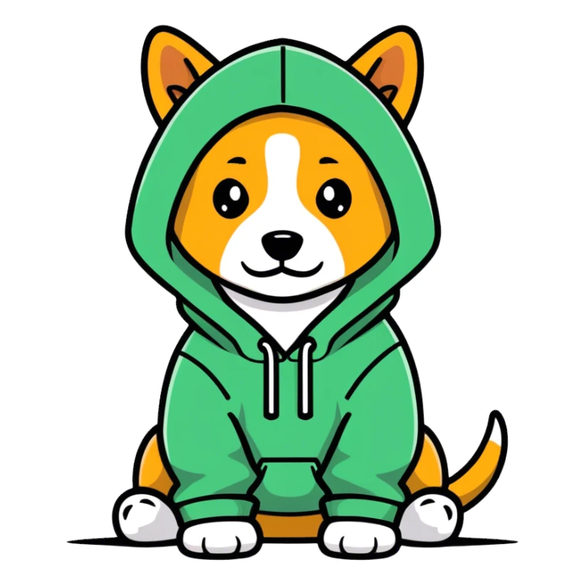 Dog wearing a hoodie sticker