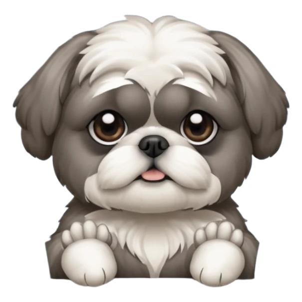 cute all grey shih tzuh behind window shades pulling them open with one paw and peeking through them sticker