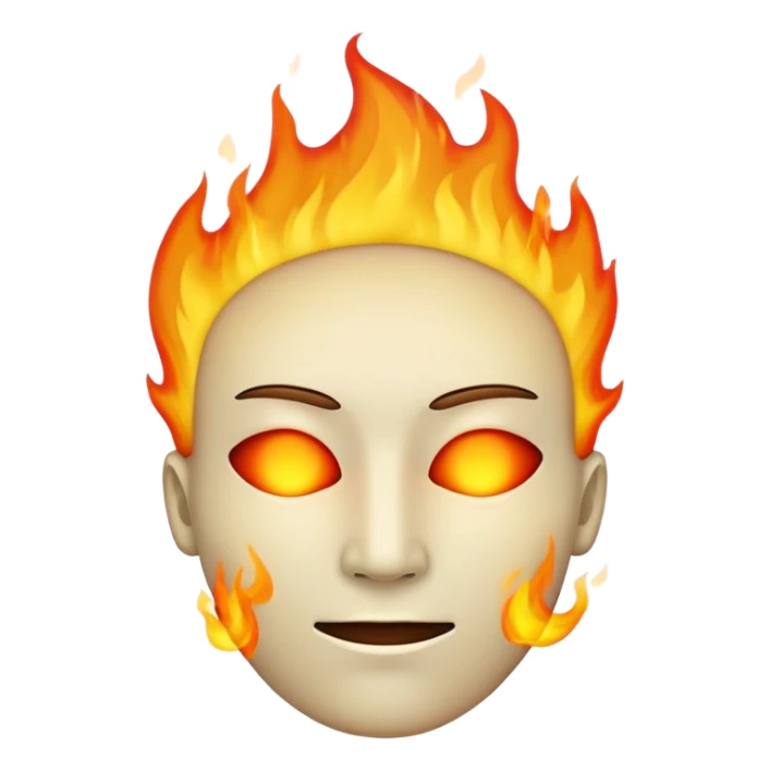 completely featureless head with fire, no eyes, no nose, no mouth, blank face sticker