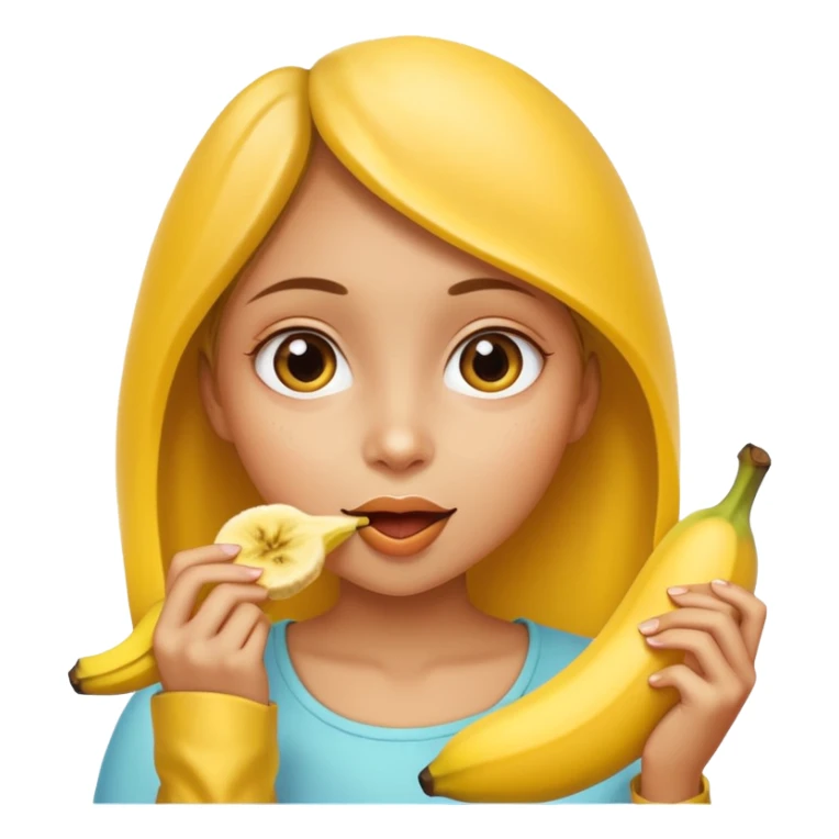 girl enjoying a banana sticker