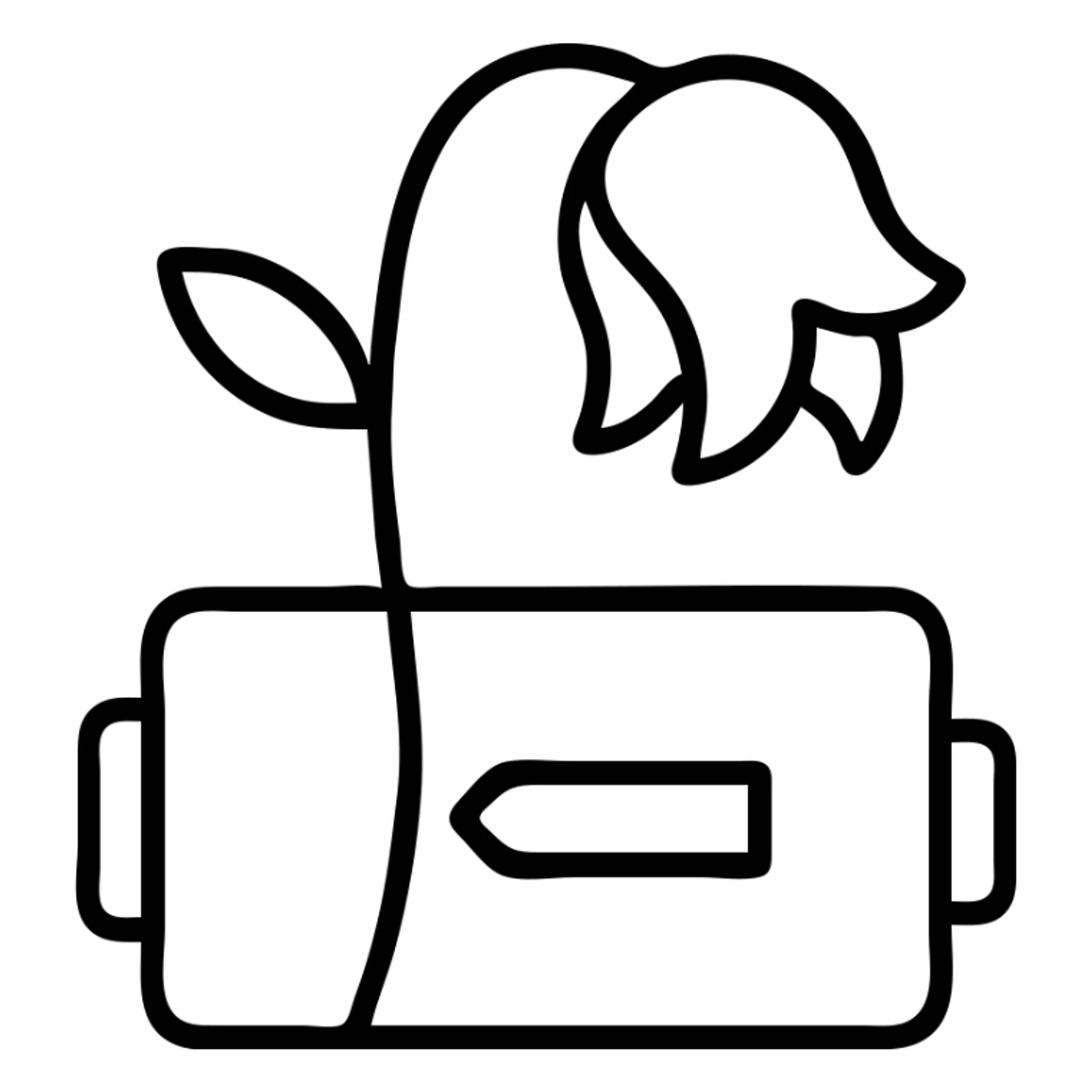 Battery shaped like a rose flower with wilting petals and low power indicator sticker