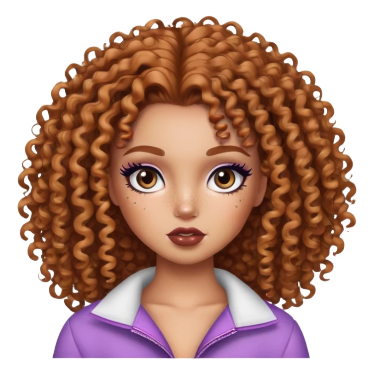 curly hair, freckles, pretty bratz baddie sticker