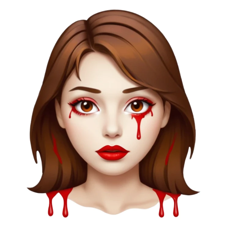 Brown Hair Woman , white paint , drip, face, hot  Sexy, lips sticker