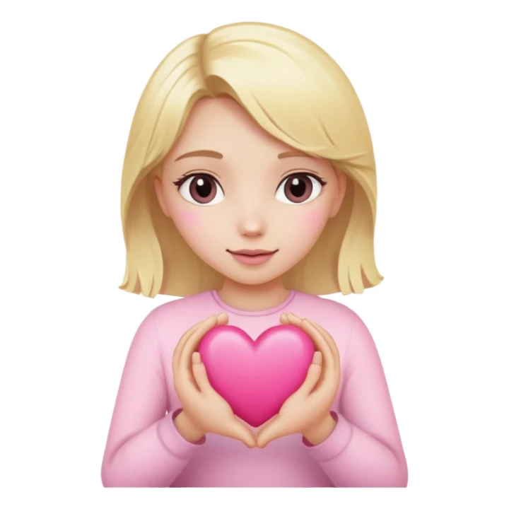 blonde girl Holds a pink heart in his hands sticker