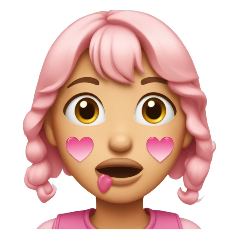 girl salivating with eyes in pink hearts sticker
