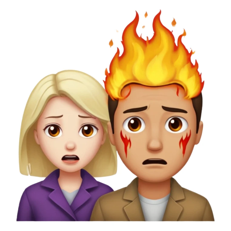  woman being burned in front of a very handsome man sticker
