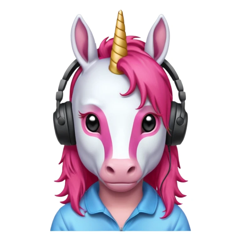 headphone wearing unicorn with red hair sticker