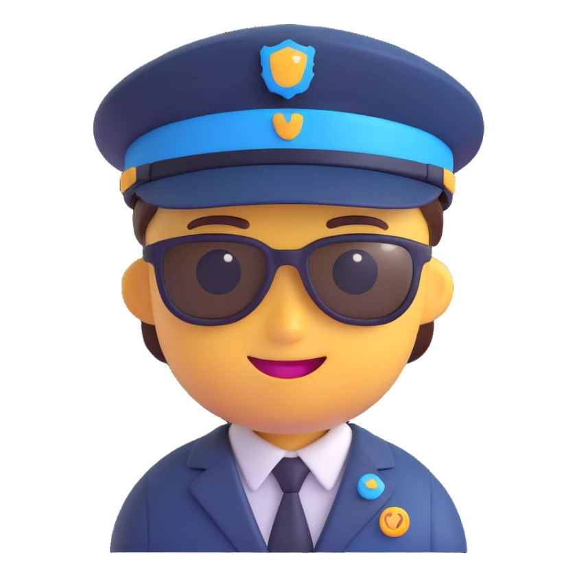 digital assistant AI agent emoji with blue accents cheerful sticker