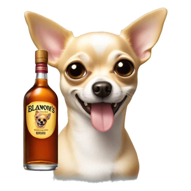 Realistic Chihuahua with a bottle of Blanton’s bourbon  sticker
