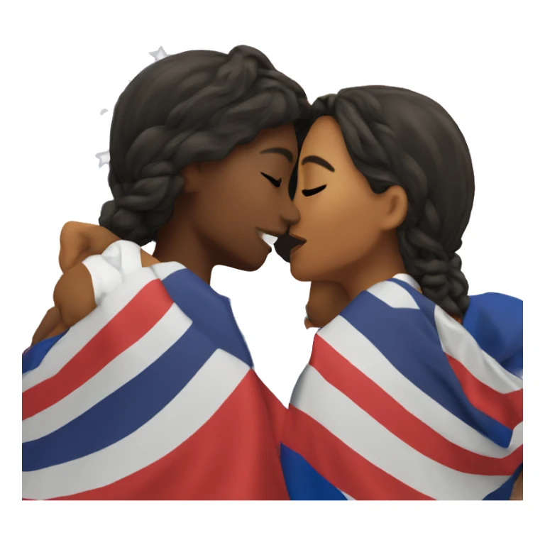 two girls kissing in front of lesbian flag sticker