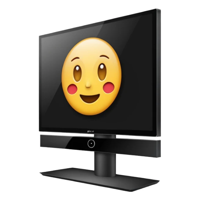 smart 4k big thin screen tv, centered, screen turned off, iPhone emoji style, modern stand sticker