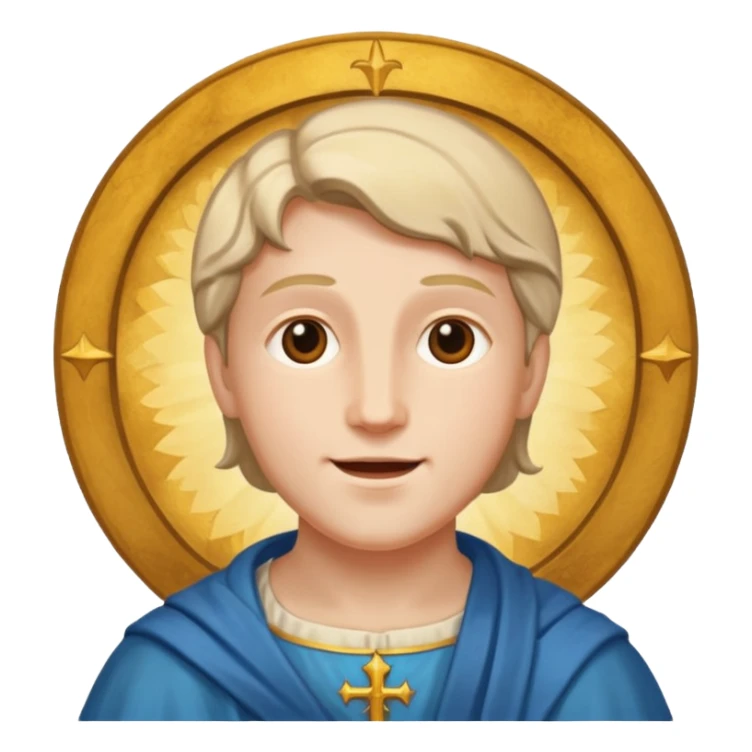 A wide face, radiant with joy, like the younger saint in a fresco sticker