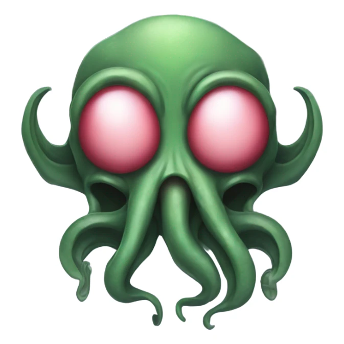Cthulhu with pursed lips and heart blowing a kiss sticker