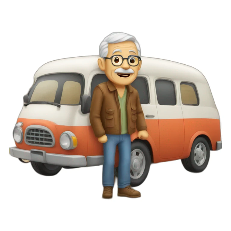 Old man on a roadtrip with friends sticker