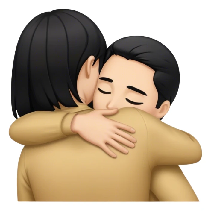 Couple hugging show from behind black hair sticker
