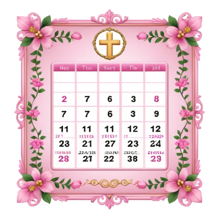 make a catholic calendar with very girly pink tones. sticker